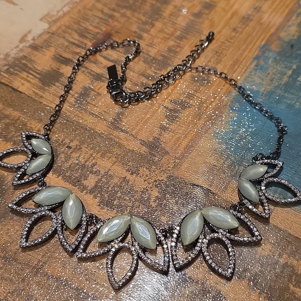 INC International Concepts Silver and Cream Leaf Necklace